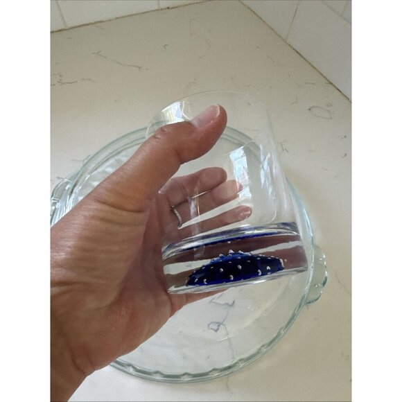 AMERICAN ATELIER OLD FASHIONED ROCKS COBALT BLUE CONTROLLED BUBBLE GLASSES - Picture 9 of 12